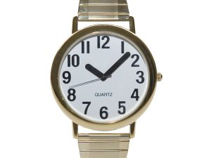 Unisex Low Vision Watch Gold Tone White Face