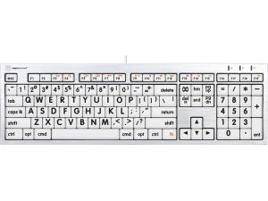 Slimline Large Print Keyboard - Black on White for Apple/Mac