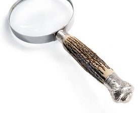 2X Magnifying Glass - Silver Plated Horn With Antler Accent Handle