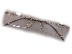 +1 Diopter Eschenbach Rimless Reading Glasses - Gun Metal Rectangle