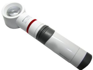 10X / 28D Eschenbach Incandescent Lighted Hand Held, Stand Magnifier - 2 Inch Lens