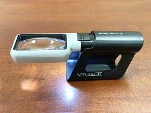 Eschenbach 3.5X Mobilux Rectangular LED Lighted Pocket Magnifier and Mobase Stand