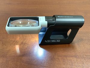 Eschenbach 4X Mobilux Rectangular LED Lighted Pocket Magnifier and Mobase Stand