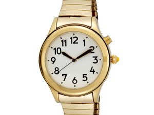 Ladies Gold Tone Talking Watch White Face - Choice of Voices Male & Female - English