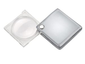 3.5X Eschenbach Leather Folding Square Pocket Magnifier - 50 mm Silver