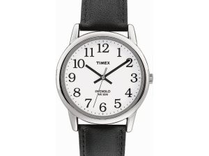 Timex Indiglo Watch Chrome with Leather Band