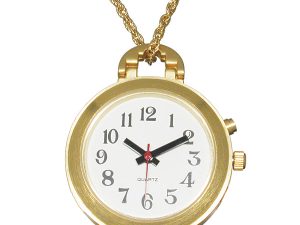 Ladies Gold Pendant Talking Watch with White Face