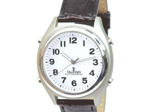 Men's Atomic Talking Watch - White Face with Black Numbers