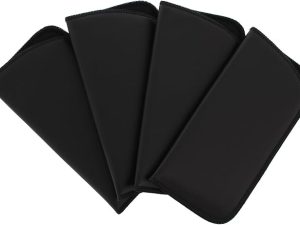 Faux Leather Eyeglass Slip Cases - 4 Pack, Black